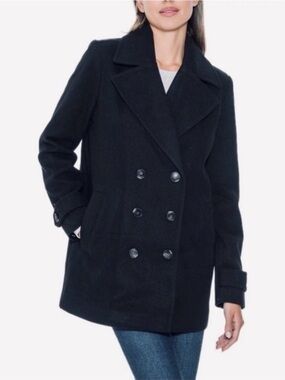 NEW Croft & Barrow Black Pea Coat Size XL (WITH FREE NEW SCARF!)
